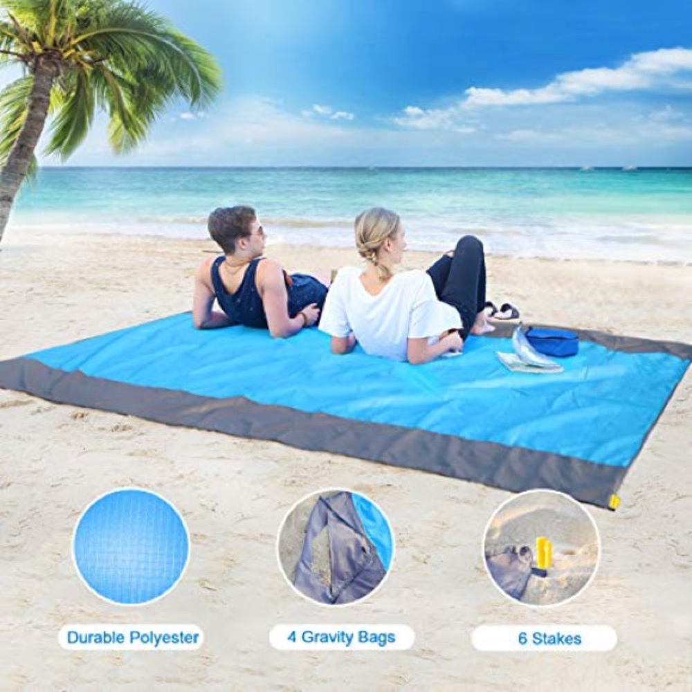Beautiful outdoor long blue Beach and camping Blanket - Picture 7 of 10